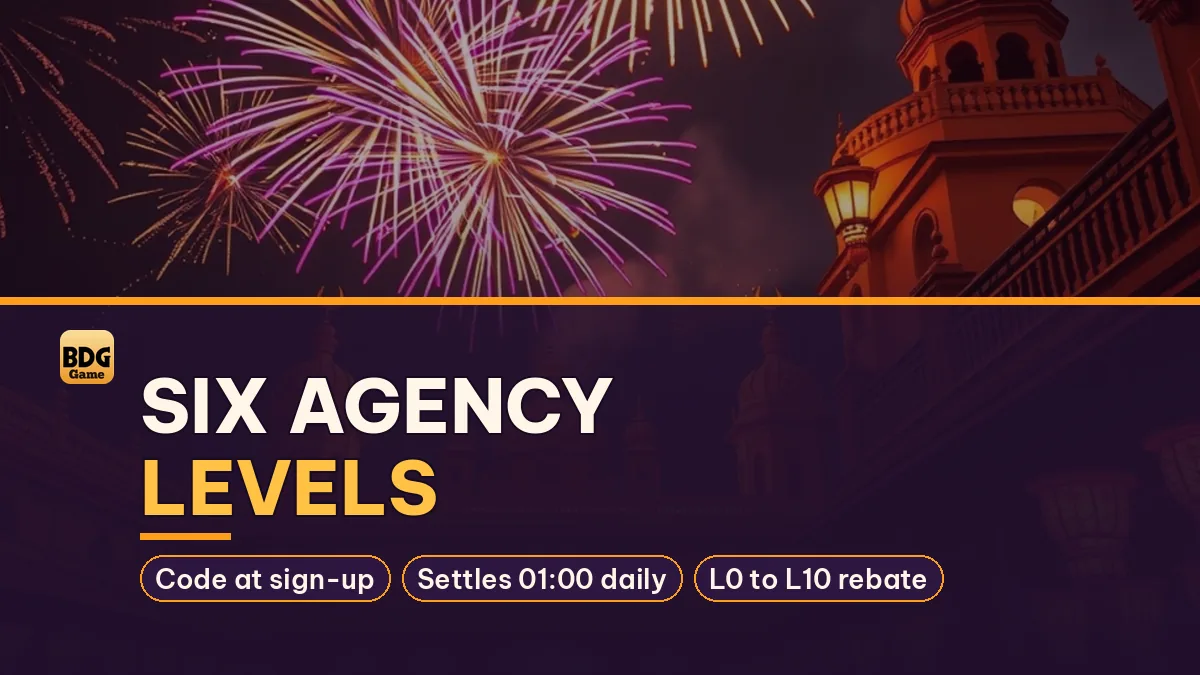 Six Agency Levels card noting Code at sign-up and Settles 01:00 daily