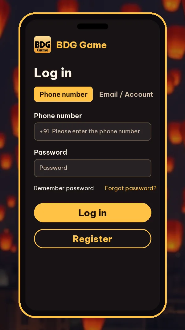 Log in screen card noting 