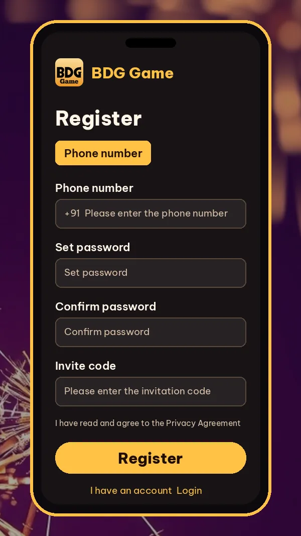 Register screen card noting 