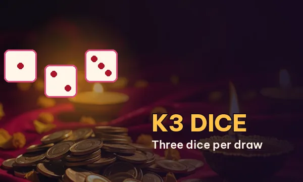 K3 Dice card noting Three dice per draw